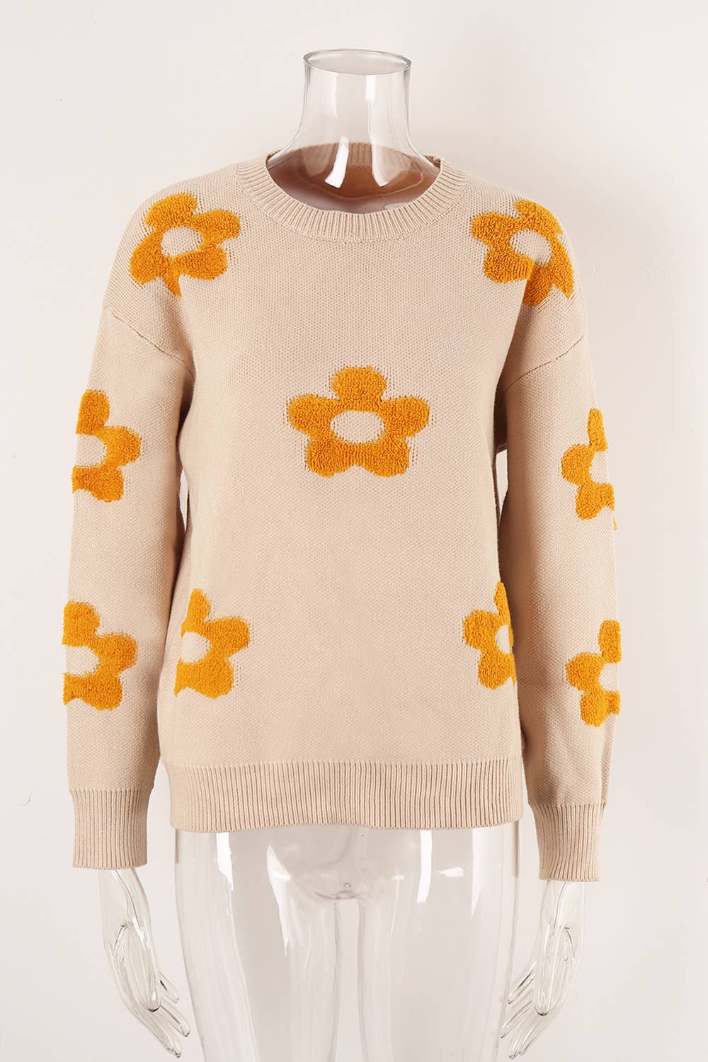 Womens Floral Personality Plus-Size Sweater