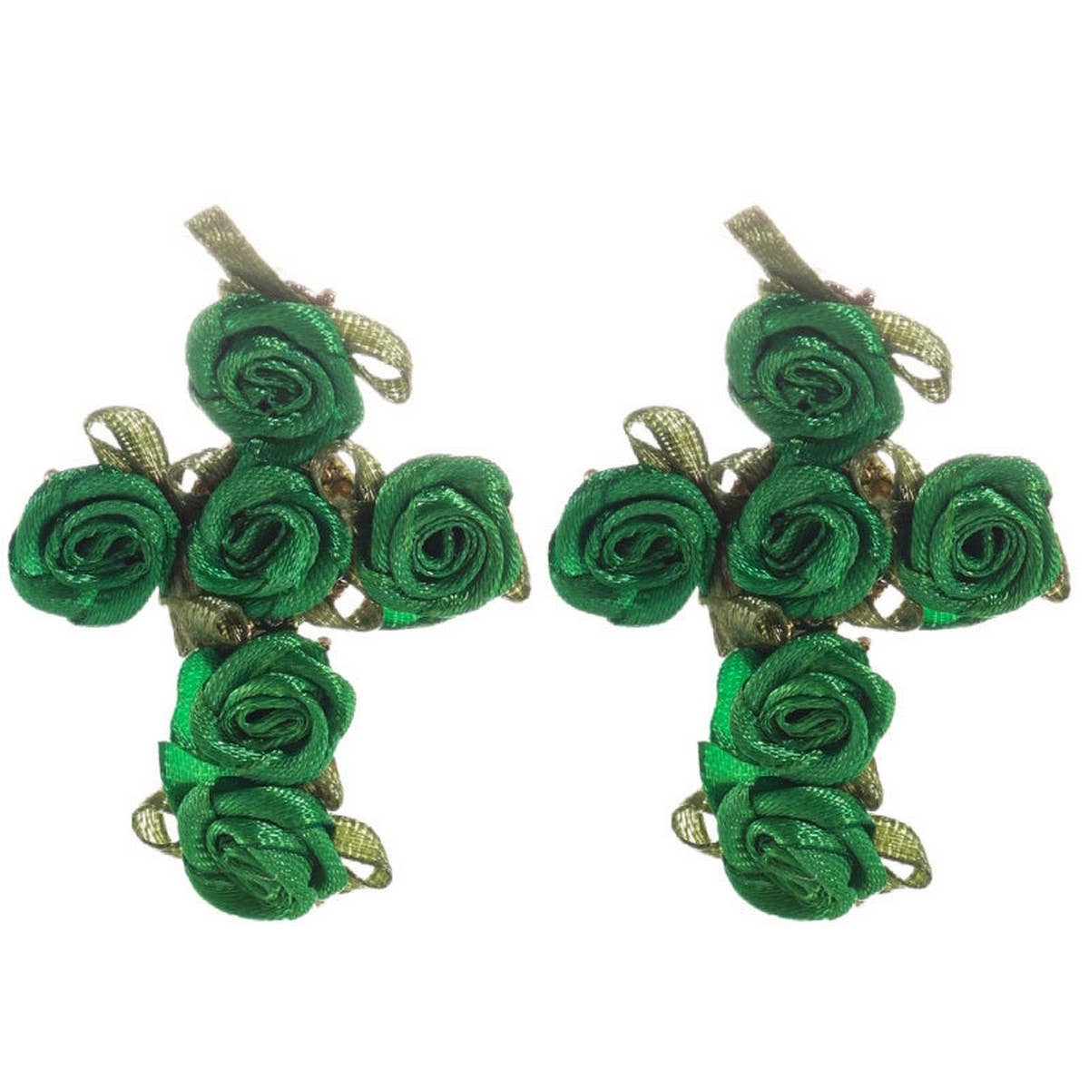 HANDMADE FABRIC FLOWER CROSS EARRINGS CHIC LOOK_CWMM6261