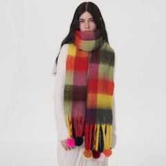 STRIPED PLAID WARM FRINGED SHAWL SCARF_CWASC0337