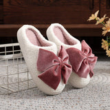 Winter Warm Bow Cotton Slippers For Women_Cwshf00227