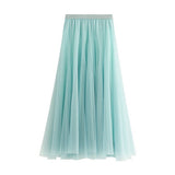 HIGH WAIST TULLE A LINE PLEATED MIDI SKIRT_CWBMS0378