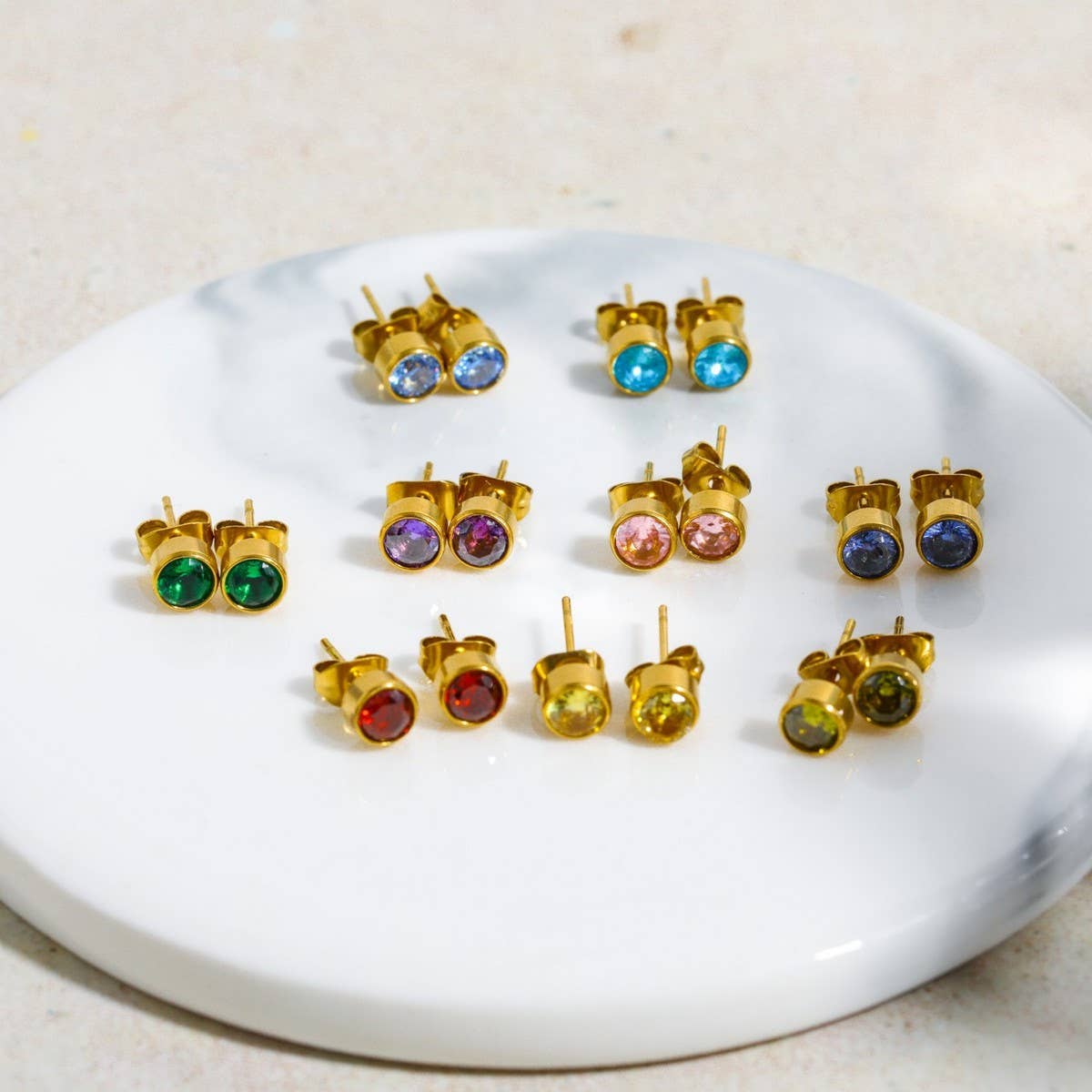 Twelve Zodiac Sign Earrings Zircon Fashion