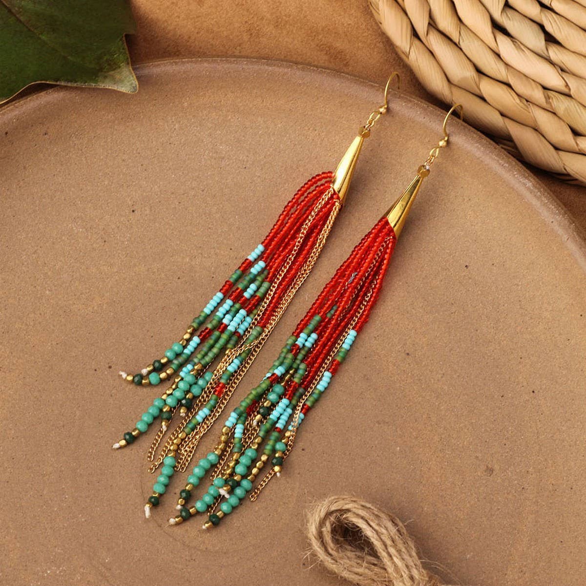 HIGH GRADE NATURAL STONE WOVEN COLORFUL EARRINGS_CWAJE3983