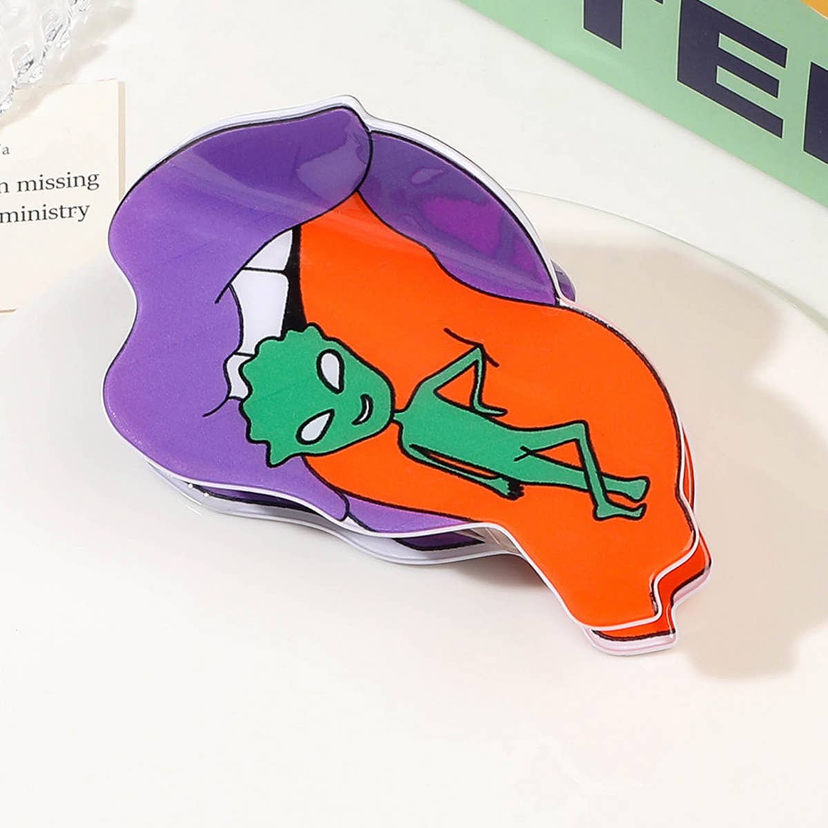 HALLOWEEN ALIEN ACRYLIC HAIR CLAW SPOOKY CLIP_CWAHA1633