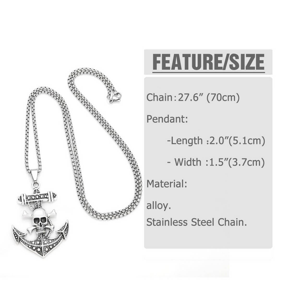 PERSONALIZED HIP HOP PIRATE SKULL PENDANT NECKLACE_CWAJE0971