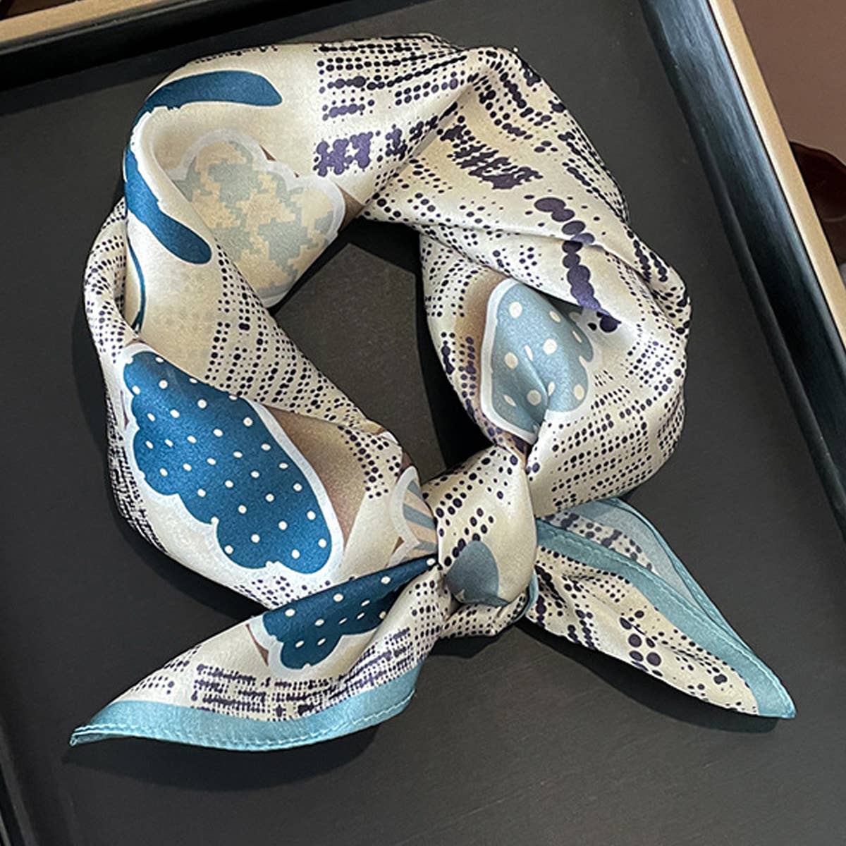 Silk Cloud Print Square Scarf Breathable Light