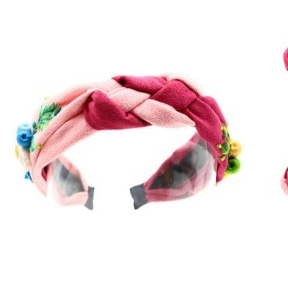 Hand-Embroidered Dual Flower Bouquet Headband_Cwmm6115