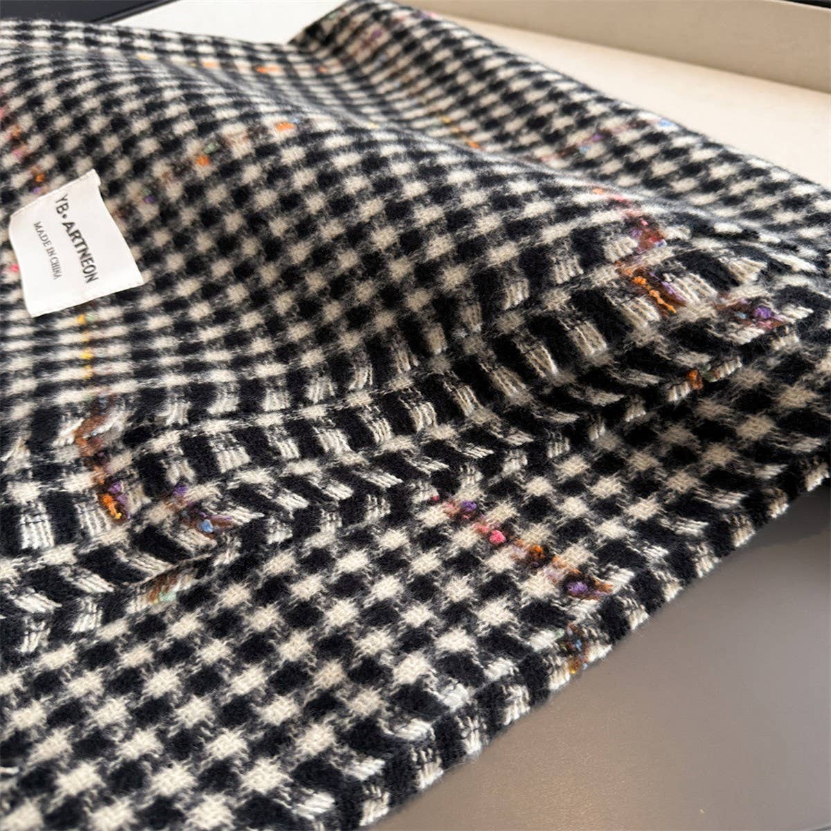 Houndstooth Pattern Winter Warm Cashmere Scarf_Cwasc03266