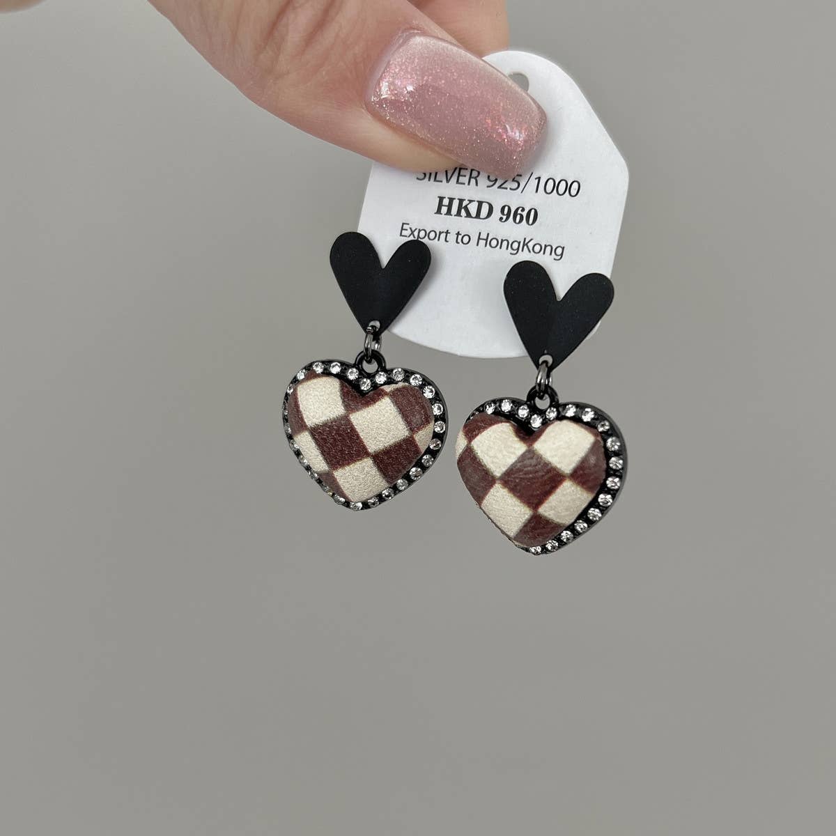 Trendy Black Heart-Shaped Earrings