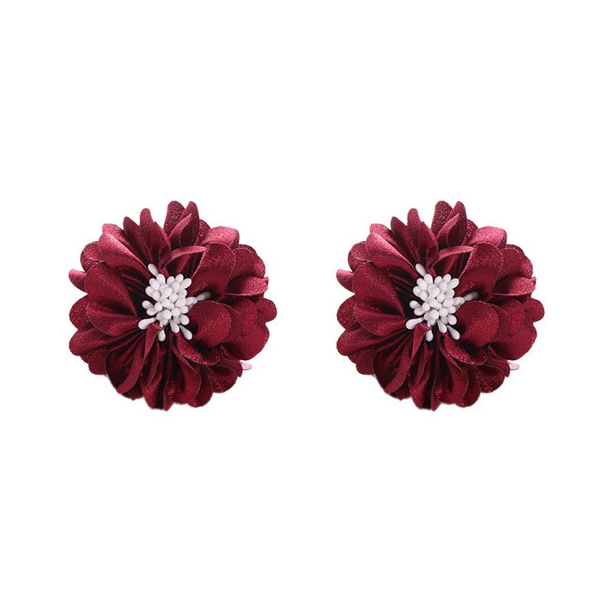 HANDMADE FABRIC FLOWER STUD EARRINGS MINIMALIST_CWMM6257