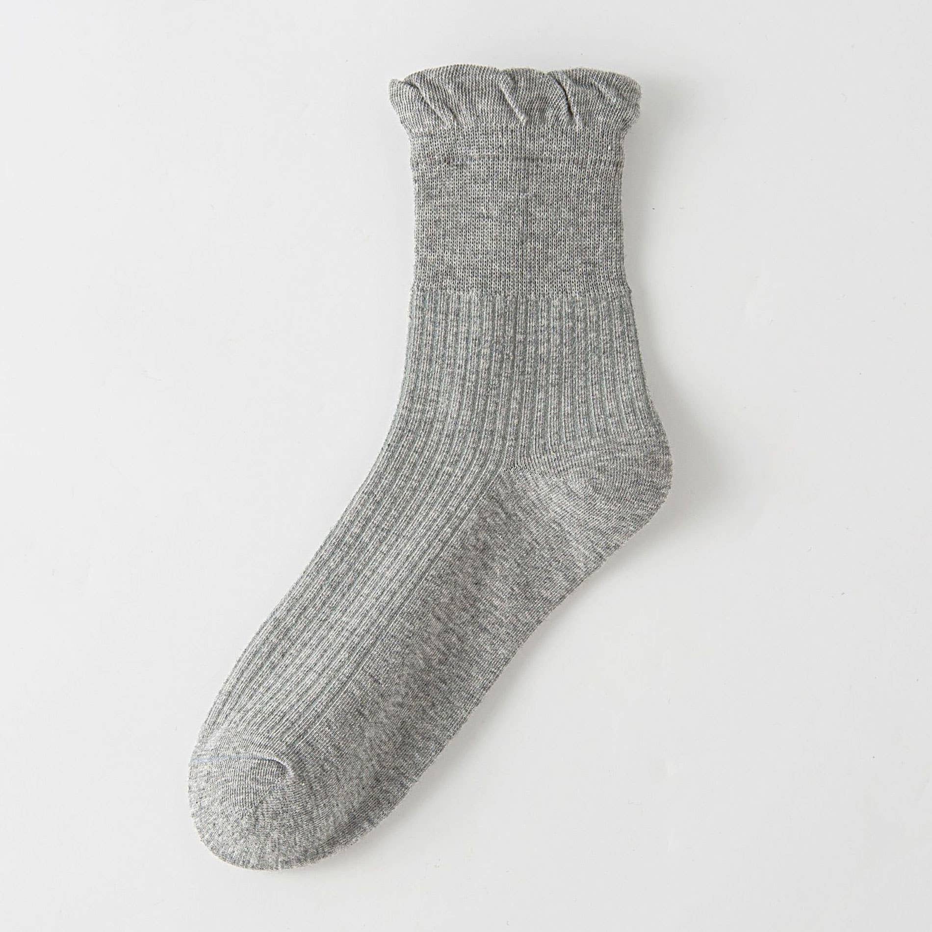 THIN SOLID RUFFLE CREW SOCKS FOR SUMMER_CWMS1374
