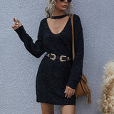 Solid Color Temperament Loose Sweater Dress
