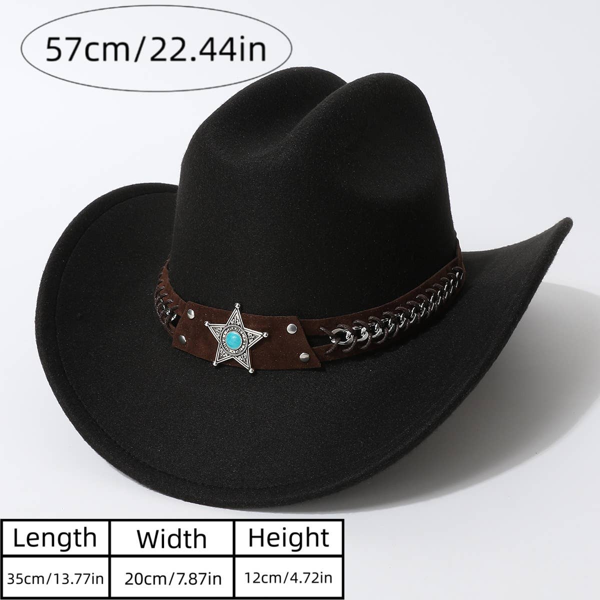 Ven Western Cowboy Hat With Turquoise Star Band_Cwah3661