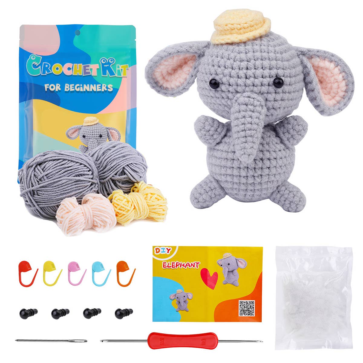 DECORATION ELEPHANT CROCHET MATERIAL PACK_CWMM0816