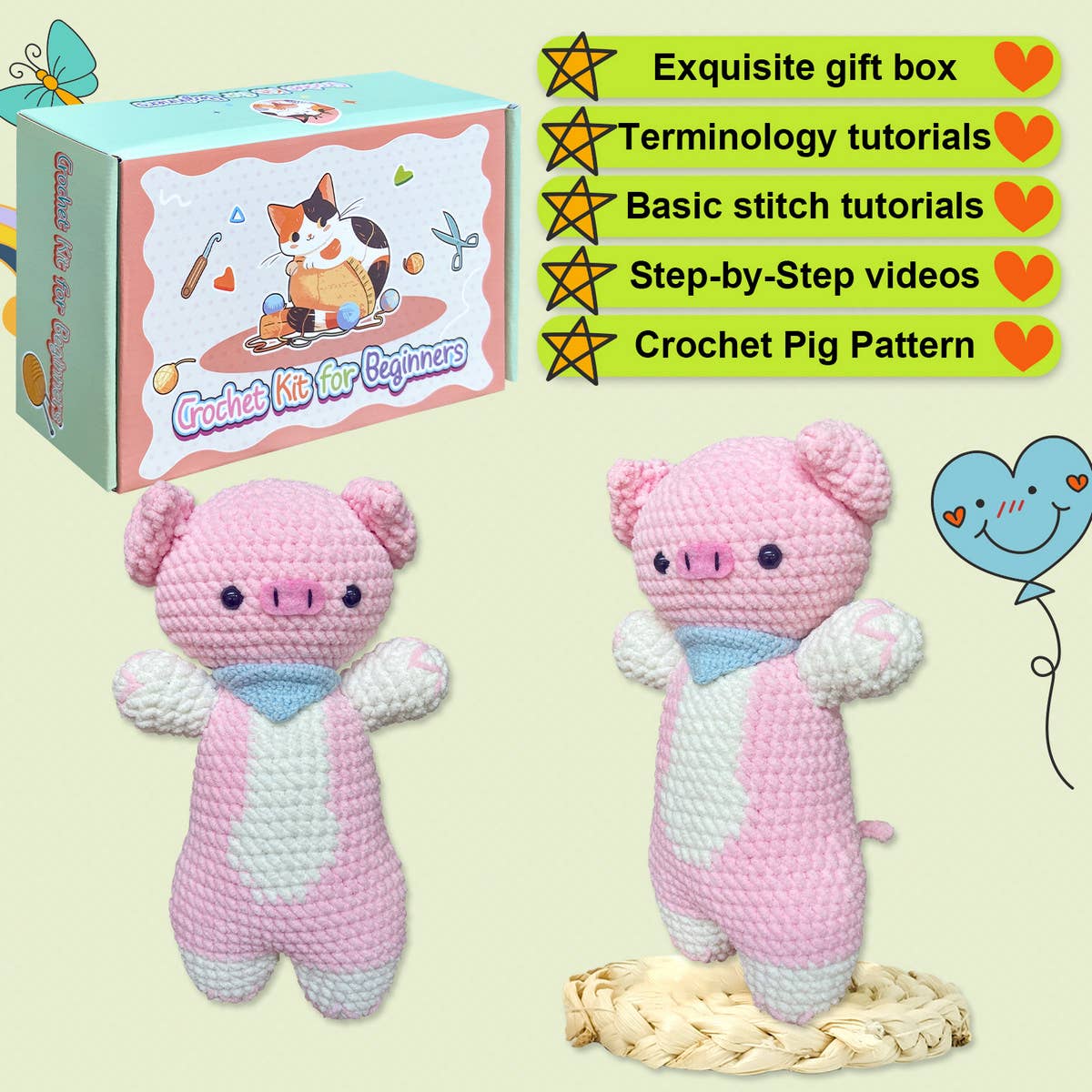 CROCHET PIGLET DOLL MATERIAL KIT_CWMM1869