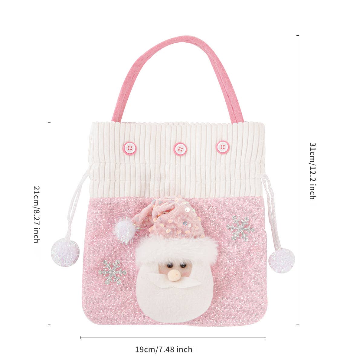 Cwmm9352_New Christmas Pink Plush Christmas Gift Bag