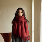 RED WOOL BLEND SCARF FOR WINTER SOFT WARM_CWASC2282