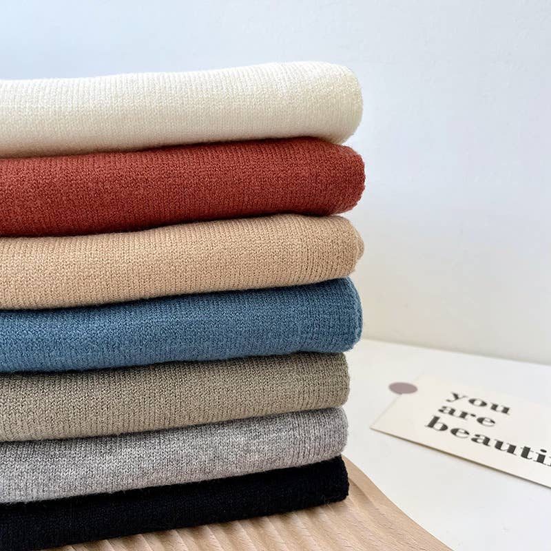 SOLID COLOR KNITTED KNOTTED SHAWL CASUAL COZY _CWASC0757