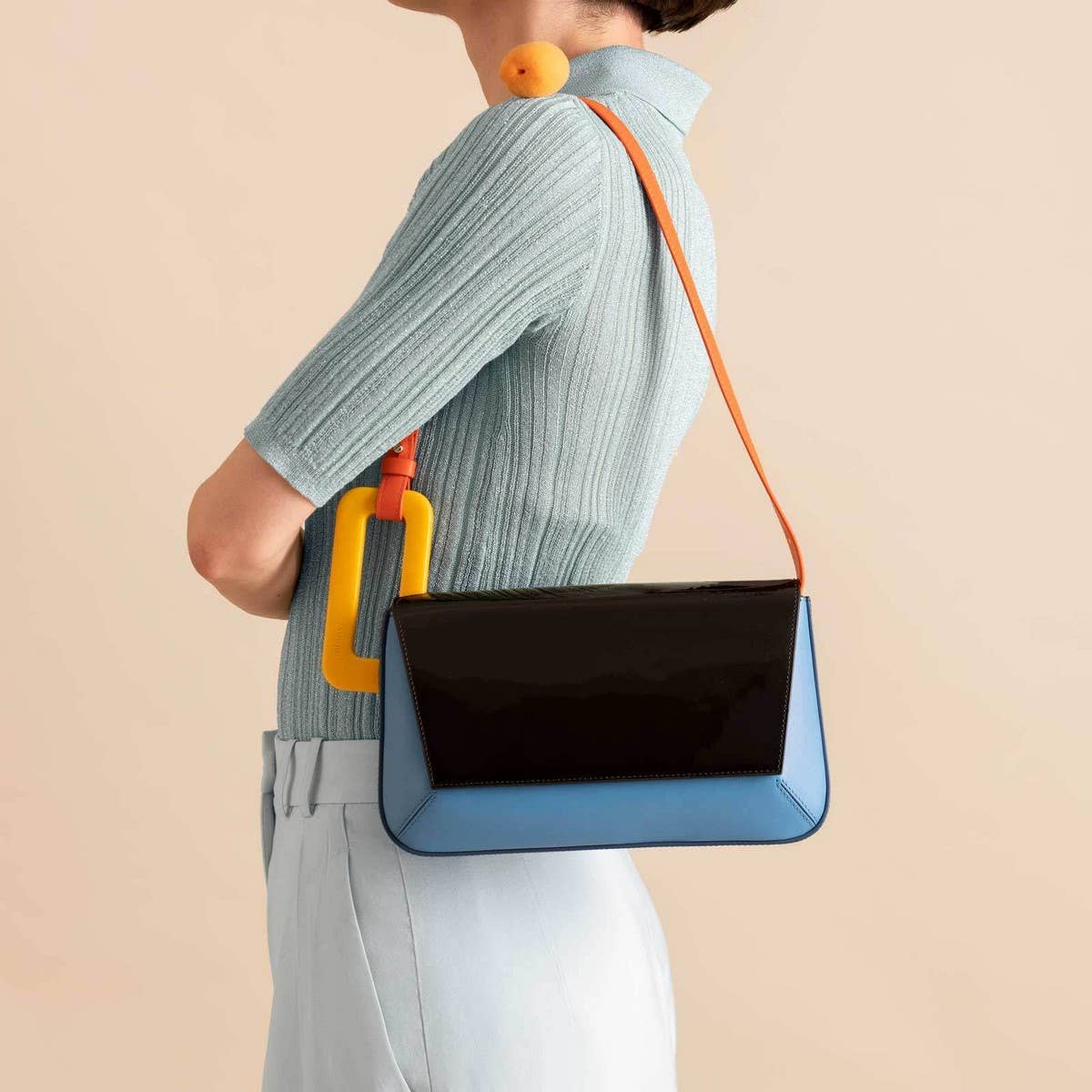 GEOMETRIC SPLICING SMALL SQUARE BAG SHOULDER BAG_CWAB1935