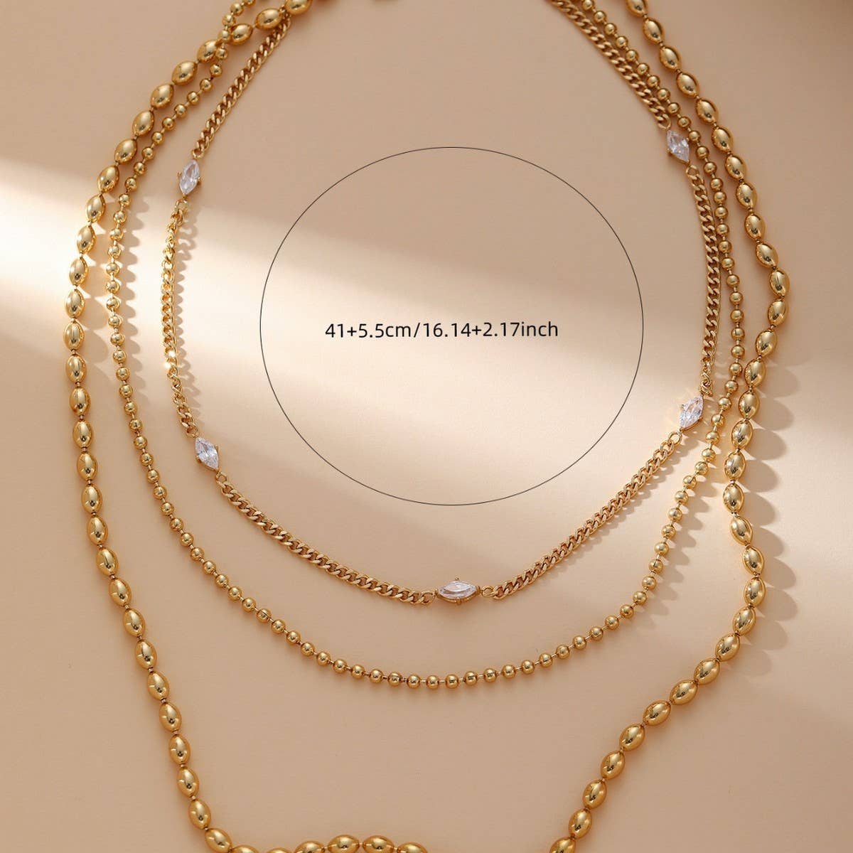 TEMPERAMENT ROUND CHAIN ZIRCON NECKLACE_CWMM3582