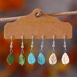 SIMPLE LEAF PENDANT EARRINGS THREE PIECE SET_CWAJE2009