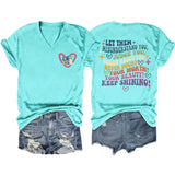 V-Neck And Fun Letters Elegant Womens T-Shirt