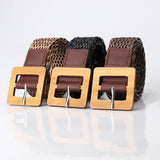 Vintage Woven Belt With Square Wooden Buckle_Cwabe0407