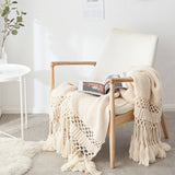SOLID COLOR HOLLOW TASSEL HAND KNITTED BLANKET_CWMM2369