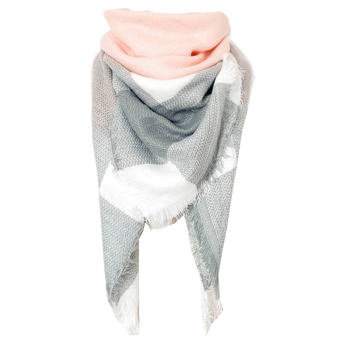 RAINBOW PLAID SCARF TRIANGLE WINTER SHAWL_CWASC0116