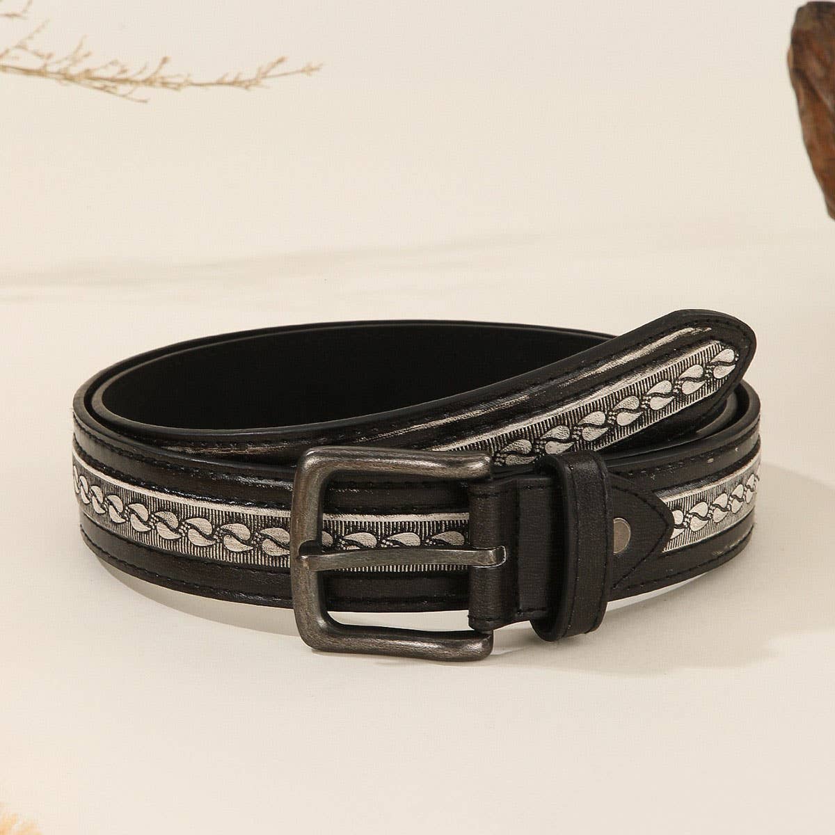 Vintage Embossed Western Pin Buckle Belt Unisex_Cwabe1240