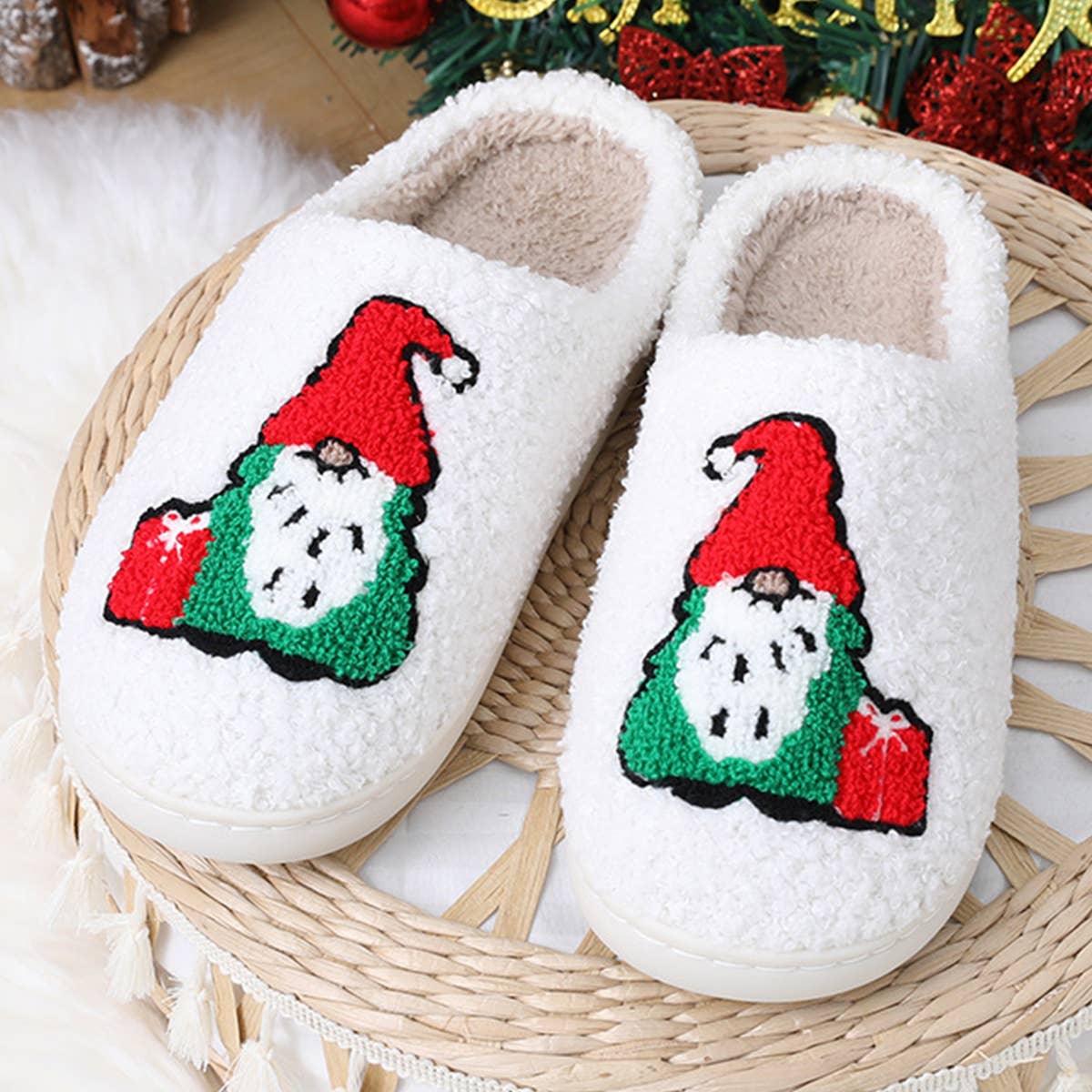 CHRISTMAS DWARF PATTERN WINTER COTTON SLIPPERS_CWSHS0470