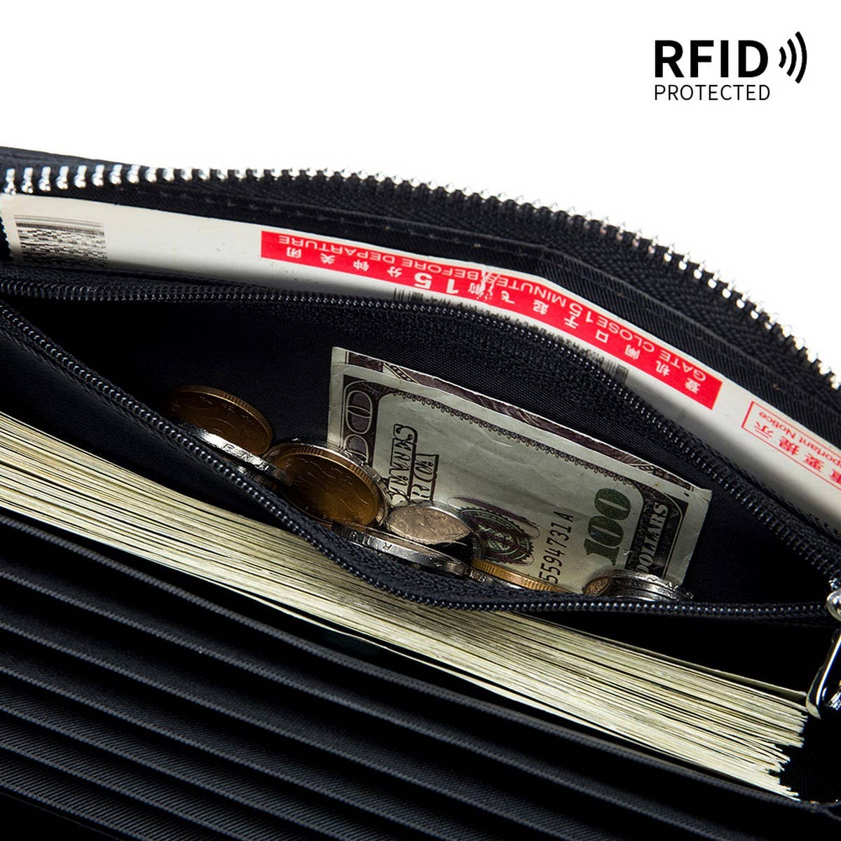 Genuine Leather Zipper Multifunctional Long Wallet_Cwab3741