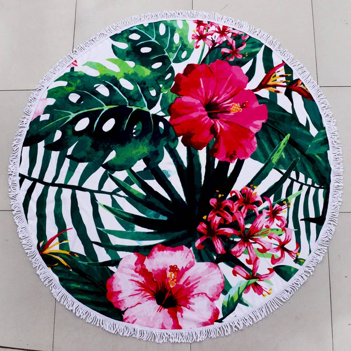 ROUND MICROFIBER TASSEL BEACH TOWEL BLANKET_CWMM7602