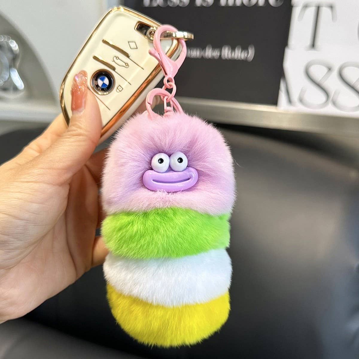 Ugly And Cute Caterpillar Bag Pendant Car Keychain_Cwmm2481