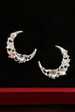 Women Simple And Sweet Zircon Moon Earrings