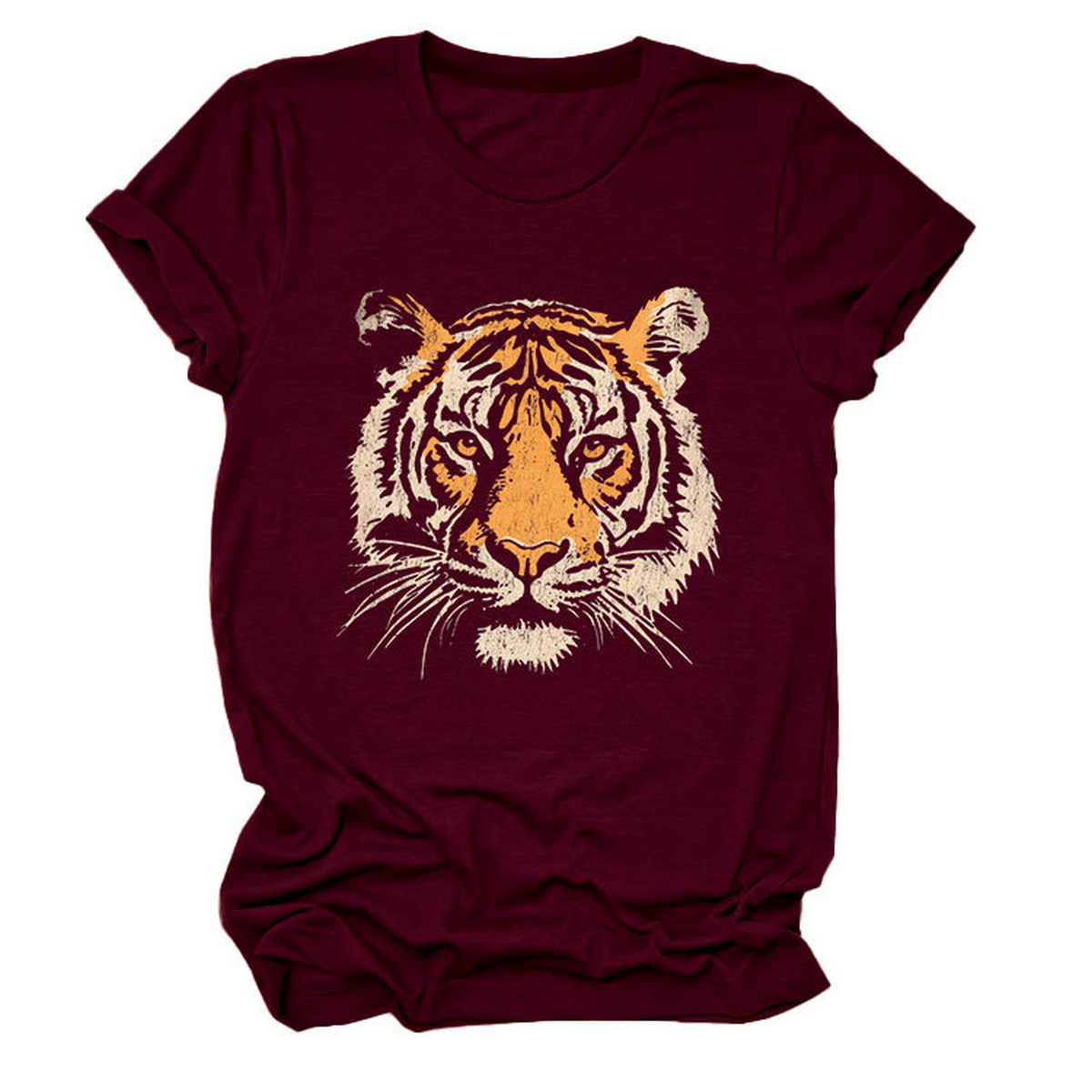 Women Summer Tee With Stylish Tiger Print_Cwttsl0494