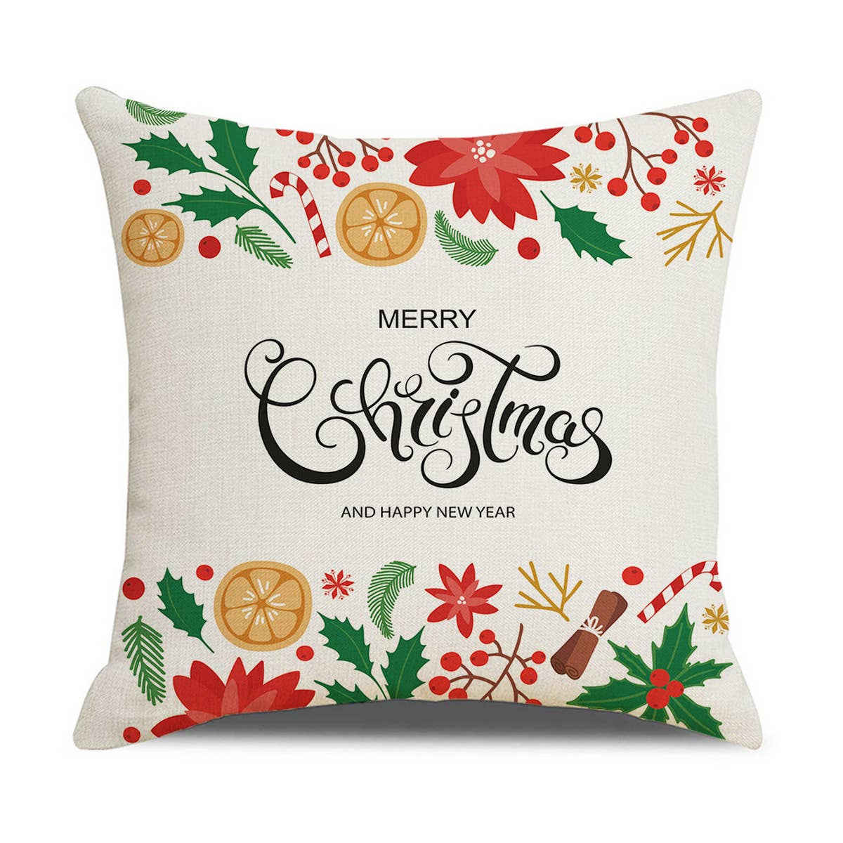 CHRISTMAS FESTIVE FLOWERS AND LEAVES PILLOWCASE_CWMM1393