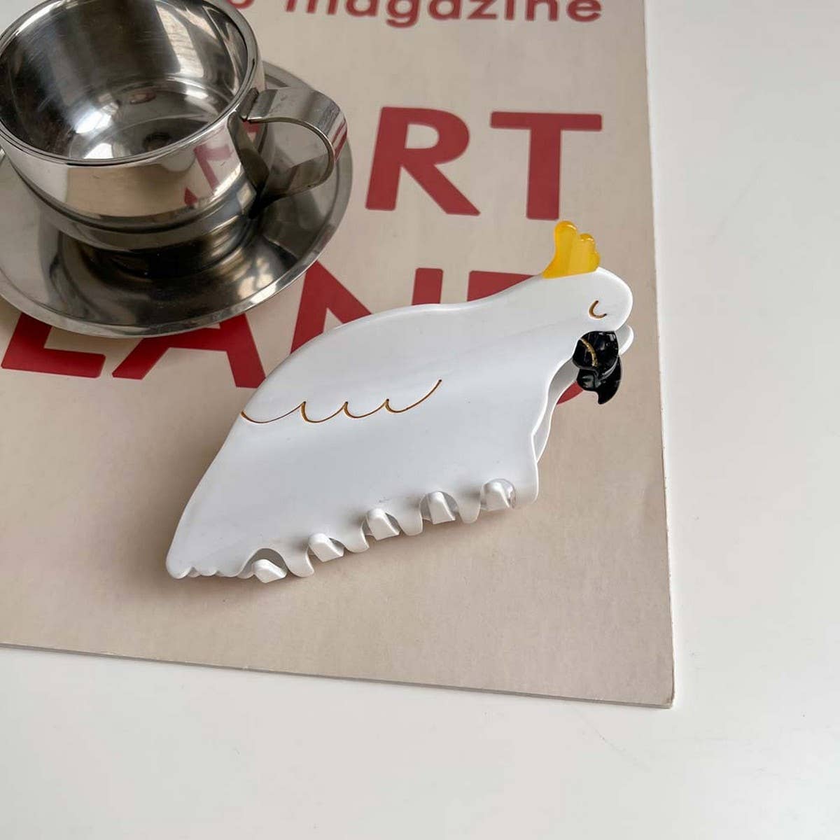 Bird Hair Claw Cetate Swan Peacock & Swallow Clip_Cwaha5763