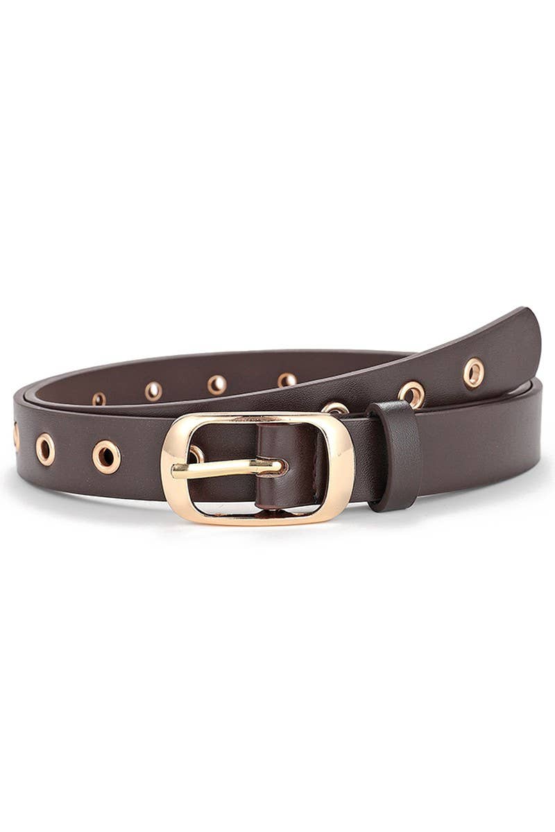 Trendy Fashion Simple Eyelet Leather Belt_Cwabe065