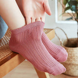 SOLID COLOR MESH BREATHABLE WOMENS ANKLE SOCKS_CWMS053