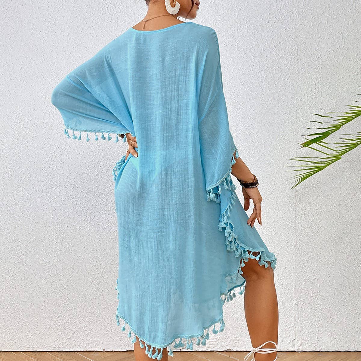 CROCHET PANEL TASSEL BIKINI BEACH COVER UP_CWMM1218