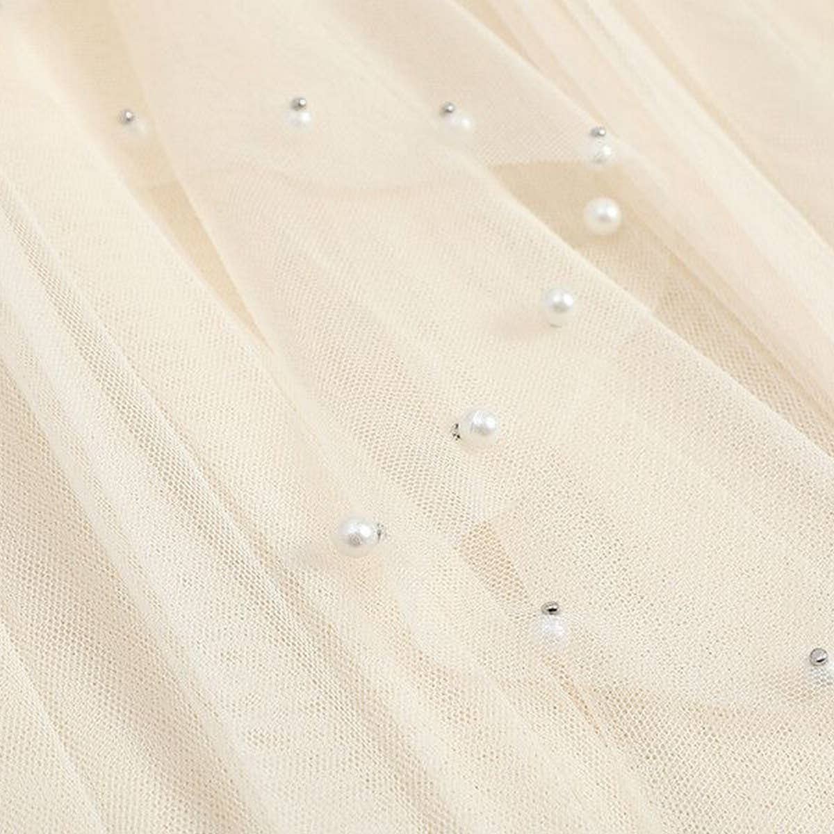 BEADED MESH PLEATED SKIRT A LINE TULLE SKIRT_CWBLS0398