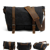 Waxed Canvas Laptop Satchel With Leather Trim_Cwab5568