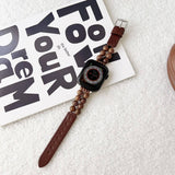 IWATCH9 1 SE WOODEN BEADS GENUINE LEATHER STRAP_CWWW0048