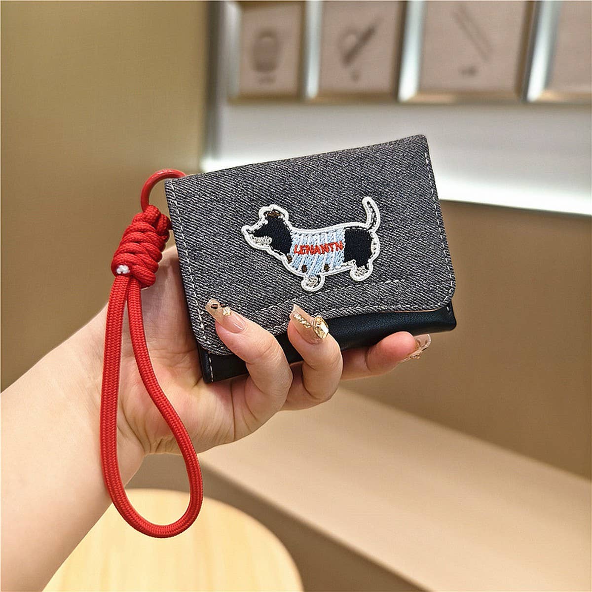 Kawaii Patchwork Mini Trifold Wallet For Girls_Cwab06224