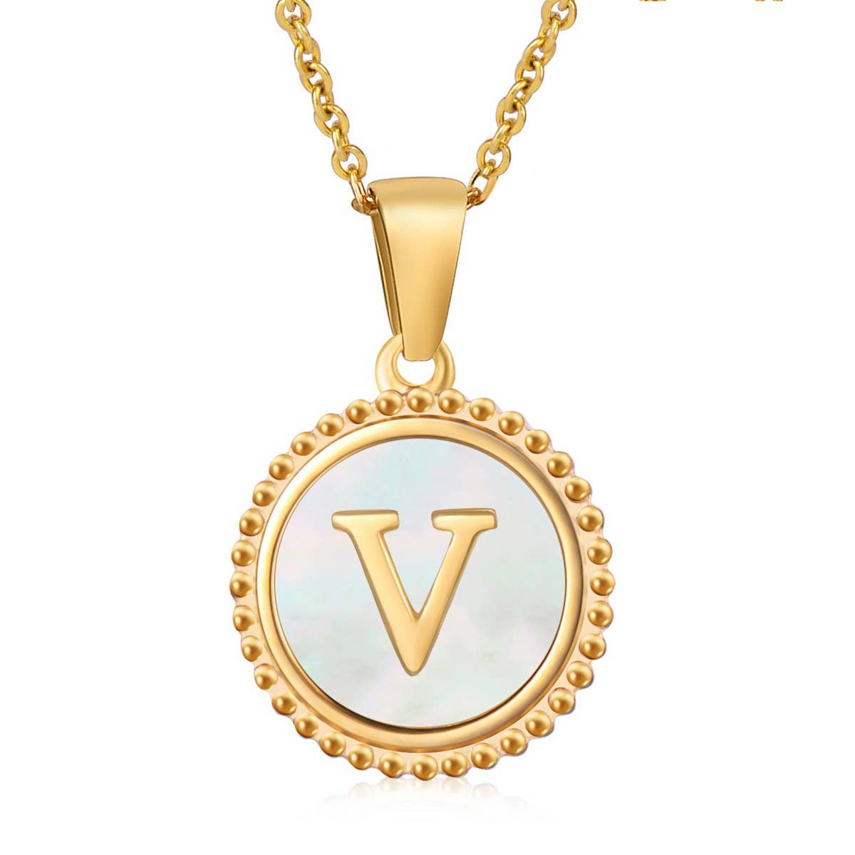 18K GOLD STAINLESS STEEL SHELL LETTER NECKLACE_CWAJE0686