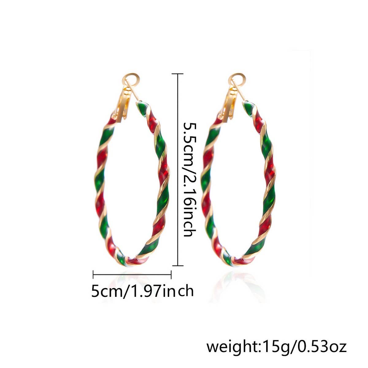 Cwaje2513_Christmas Colorful Spiral Geometric Hoop Earrings