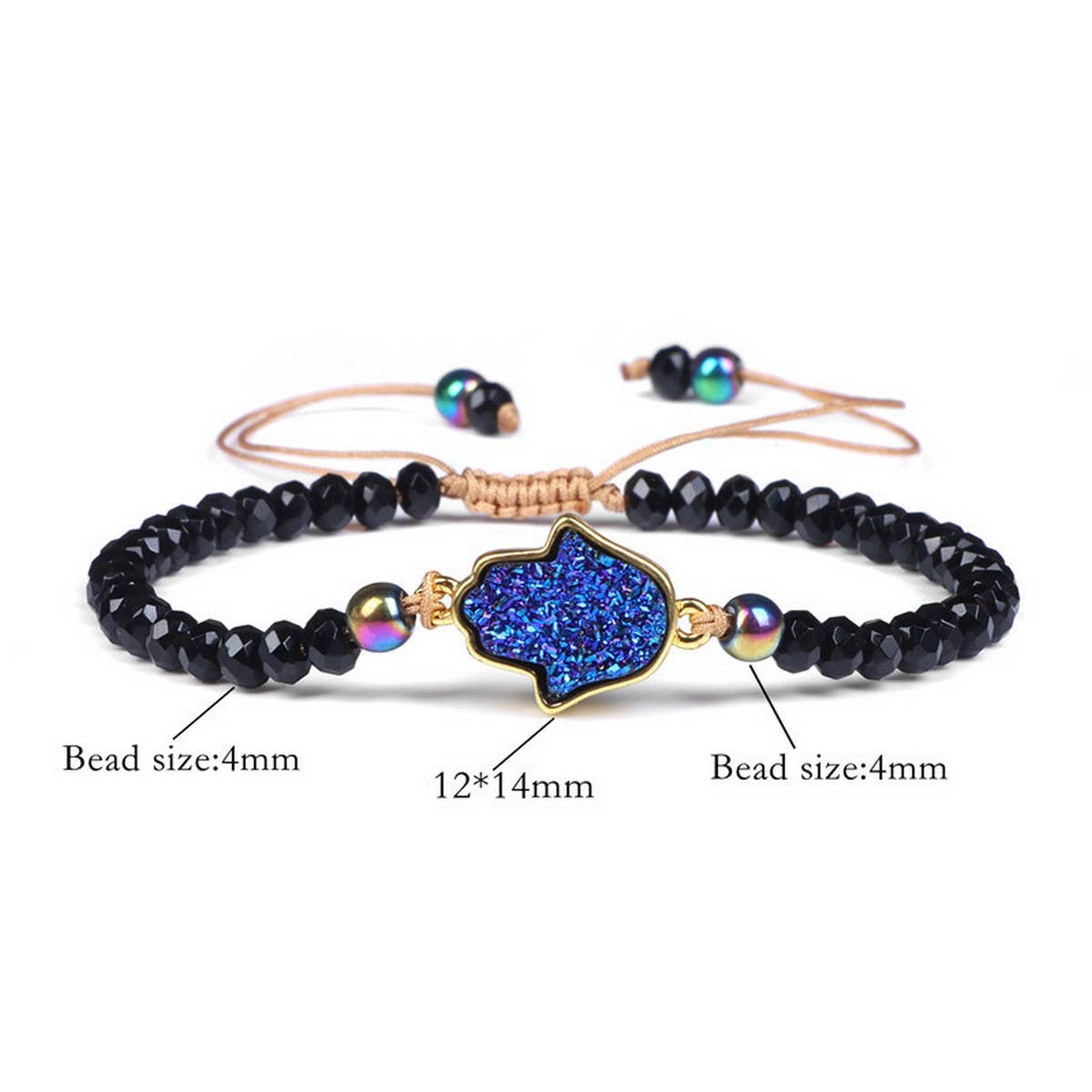 Cwaje3878_Natural Stone Beads Adjustable Braided Bracelet