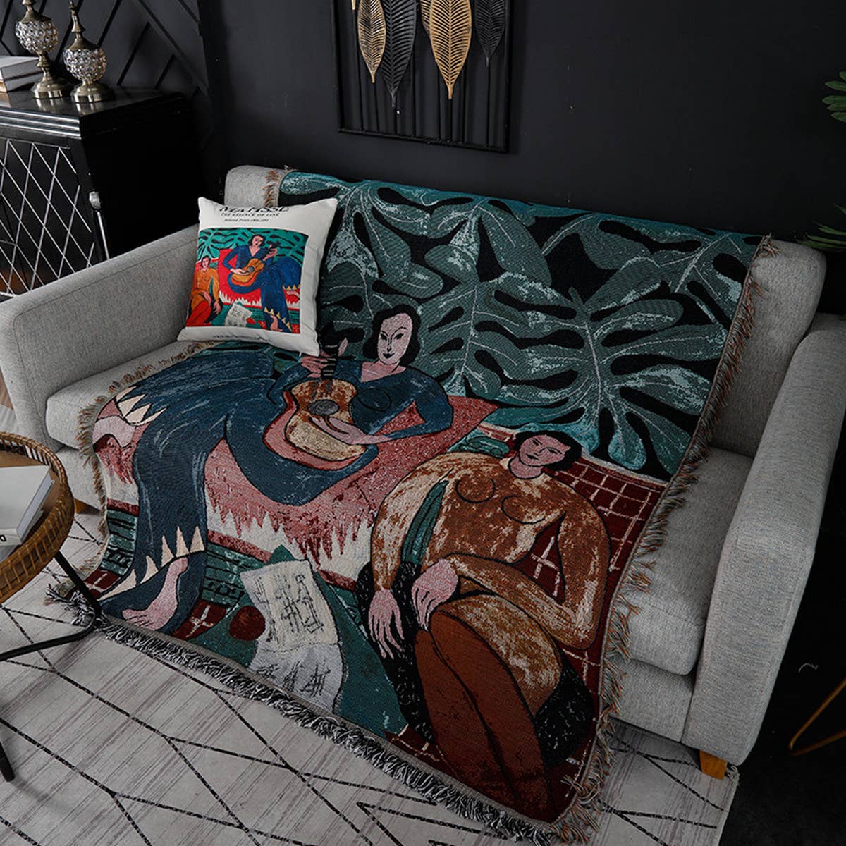 MULTIFUNCTIONAL BLANKET WITH OIL PAINTING PATTERN_CWMM0325