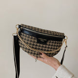 LEOPARD PRINT BLACK CHAIN STRAP FANNY BELT BAG_CWAB0923